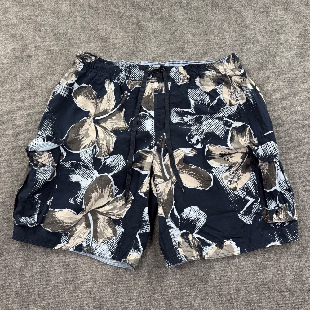 Arizona Swim Trunks XXL Black Floral Cargo Board Shorts Men's